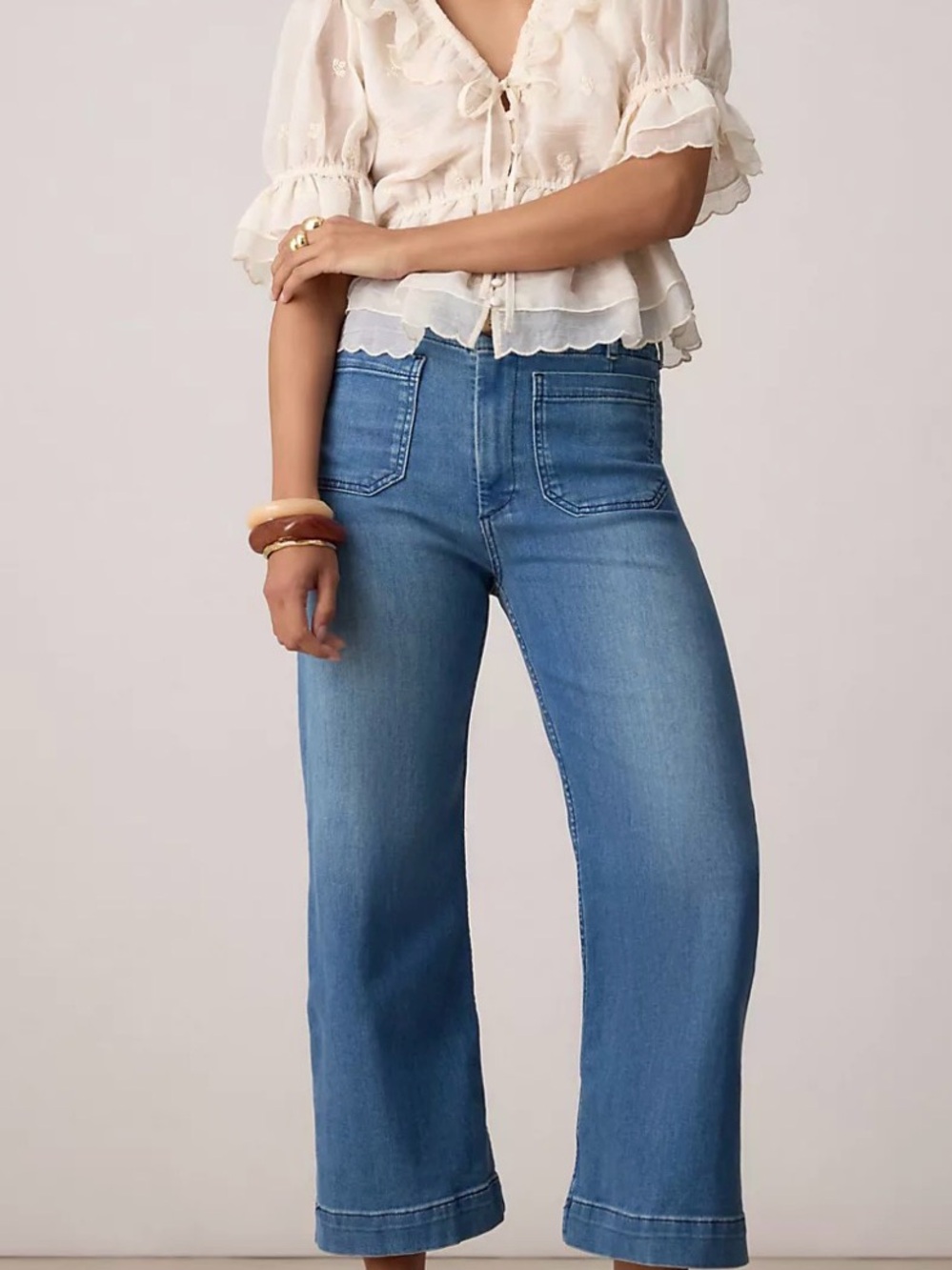 Anthropologie Maeve Colette High-Rise Wide-Leg Cropped Jeans Size 28/6 R